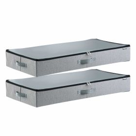 Under Bed Storage with Clear Lids, 33.5 x 16.9 x 4.7 Inch, 45L Large Underbed Clothes Storage Containers