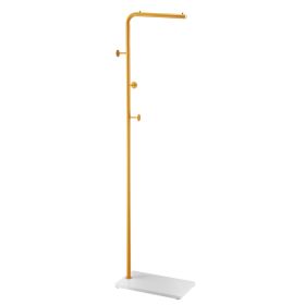 Coat Rack, Freestanding Coats Rack Stand with Quartz Stone Base & 3 Round Hooks, Free Standing Hall Coat Tree for Entryway, Bedroom, Living Room