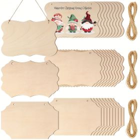 30pcs Unfinished Wood Sign Blank Wood Blanks for Crafts Wooden Plaque for Crafts Wood Hanging Sign Blank Rectangle Wooden Sign Wooden Slices Bann