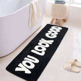 You Look Good Runner Rug Black Bathroom Rug Long Bath Mat Funny Bathroom Decor for Bathtub,Bedroom and Shower,20"x47"