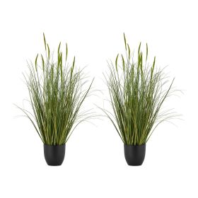 Artificial Grass Plant, 2 Pack 35 inch Cattail Grass in Pot