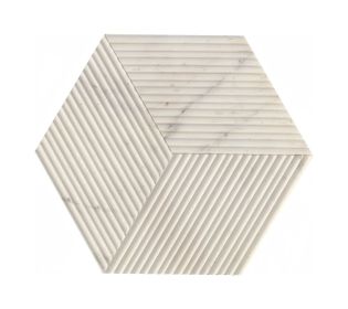Hexagon Marble tile, White marble, natural marble, for wall, OL textured finished, 3D fluted marble, natural stone