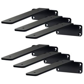 Shelf Bracket, 10'L x 4'W x 1.6'H, 6 Pcs Heavy Duty Floating Shelf Brackets, Brackets for Shelves, 5mm Thick Matte Black L Shelf Bracket