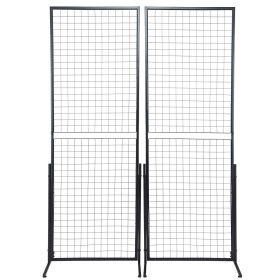 2' x 5.6' Grid Wall Panels Tower, 2 Packs Wire Gridwall Display Racks with T-Base Floorstanding, Double Side Gridwall Panels for Art Craft Shows