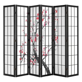Room Divider, 6 Panel Japanese Room Divider Screen, Wood Folding Privacy Screen Indoor, Japanese Partition Portable Decoration Dividers