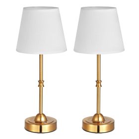 Cordless Table Lamp, 2 Pack, 5200mAh Built-in Rechargeable Battery Desk Lamp, 3-Level Brightness, Fabric Shade, 2700-3000K Color Temperature
