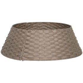 27 inch Rustic Christmas Tree Skirt, Plastic Woven Christmas Tree Collar for Party, Holiday, Home Decoration, Coffee