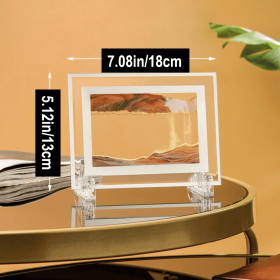 1pc; Dynamic Square Quicksand Painting; Romantic Gift; Quicksand Painting Decoration; Home Decoration; Office Desktop Decoration; Hourglass Dynam (Color: YELLOW, size: 7.08in/18cm)