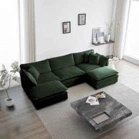 U-Shaped Sectional Sofa w/Reversible Footrest, 5-Seater Convertible Corner Couch with 2 Ottomans ,Modern Minimalist Soft Sofa & Couch for Living (Color: as Pic)