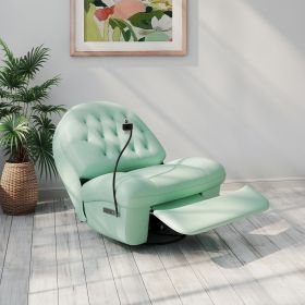 PPL Power Swivel Rocker Recliner Chair, Oversized Recliner Single Sofa Seat with Button Control, USB & Type-C Ports, Phone Holder, for Living Roo (Color: Green)