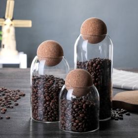 1 SET Storage ball jar, glass tea jar, minimalist cork jar, sealed candy jar, storage jar, coffee jar, dry food storage jar, coffee storage conta (transparent: 3PCS)