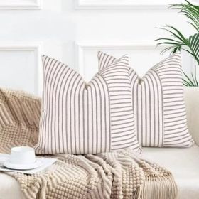 Pinstripe Pillow cover (Color: Black, size: 20x20 inch)